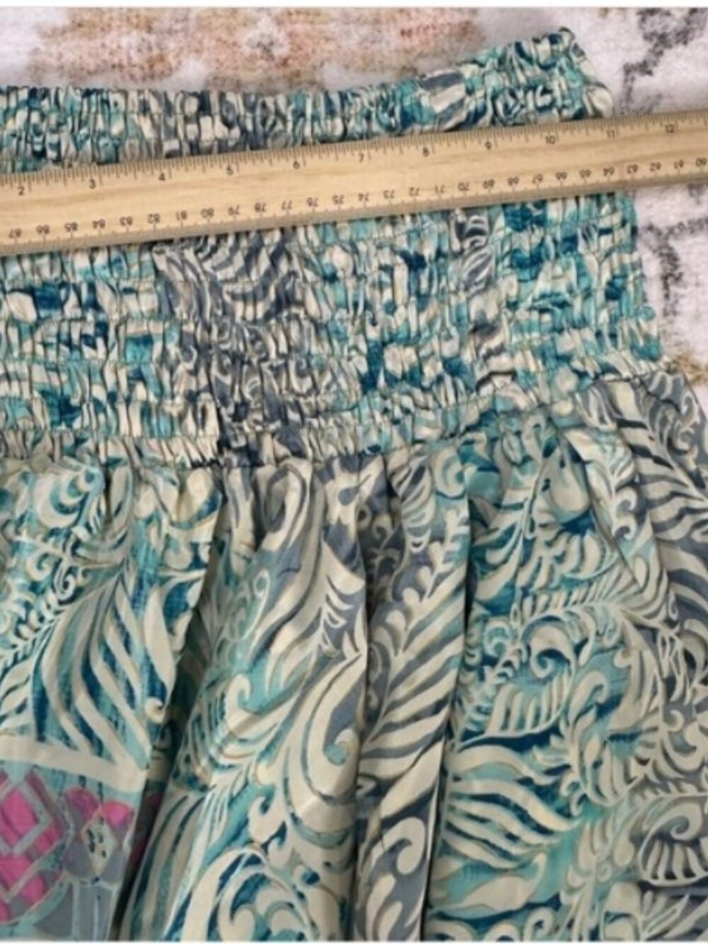 Etc Silk Blend Smocked 2-in-1 Handkerchief Midi Dress Skirt NWOT - Picture 7 of 10